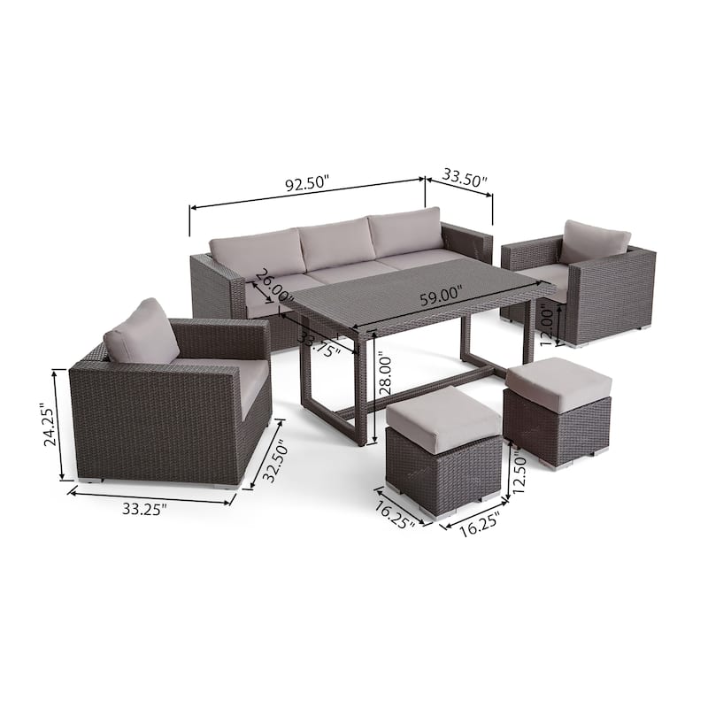 Santa Rosa PE Wicker/ Aluminum Outdoor 7-Seat Sofa Dining Set by Christopher Knight Home