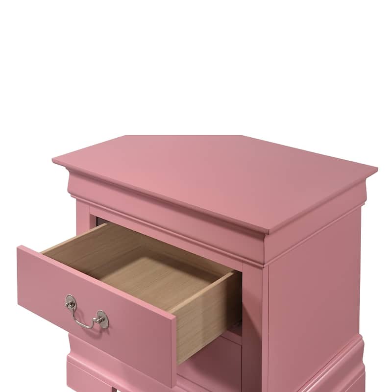 Wooden 2-Drawer Nightstand - 24" - Pink
