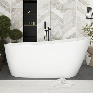 Acrylic Freestanding Flatbottom Soaking Bathtub in White