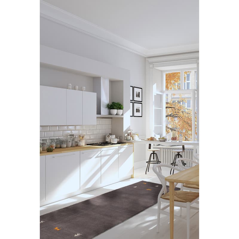 Kashkuli Gabbeh Grey Rug 1'11" x 5'10" - 1'11 x 5'10