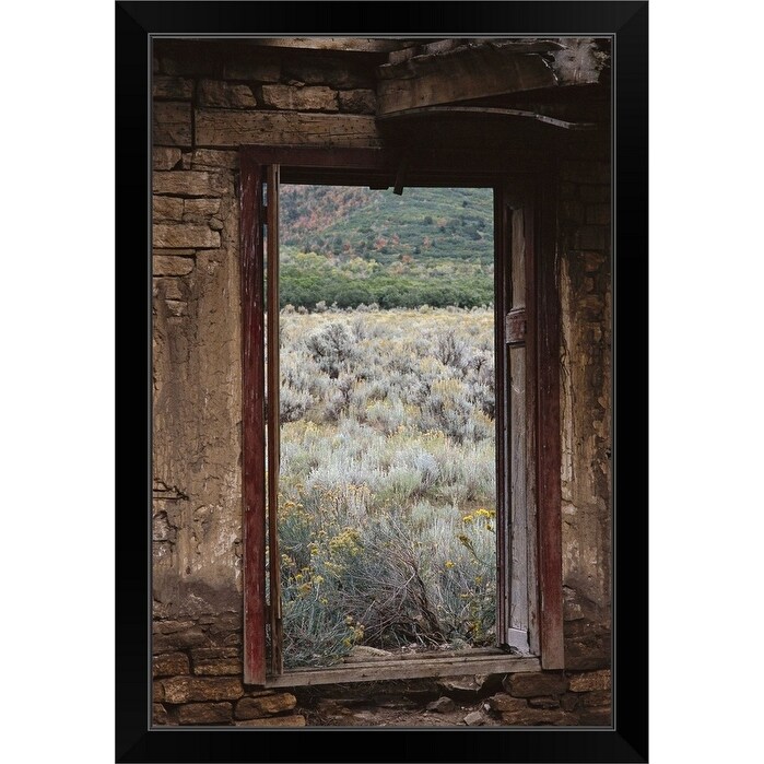 Shop Looking Out Of An Abandoned Adobe Cabin To See Sage Brush