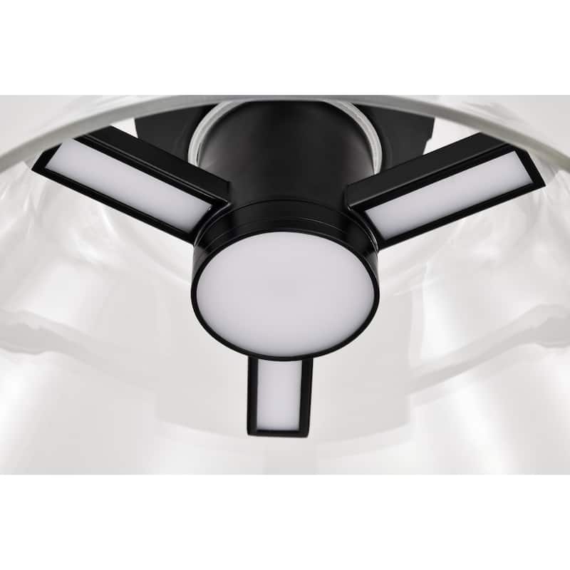 Edmond - 14 Inch LED Semi Flush - Matte Black with Clear Glass