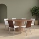 preview thumbnail 22 of 23, Armen Living Cafe Wood and Faux Leather Upholstered Dining Chairs - Set of 2/4/6 Set of 6 - White and Brushed Stainless Steel