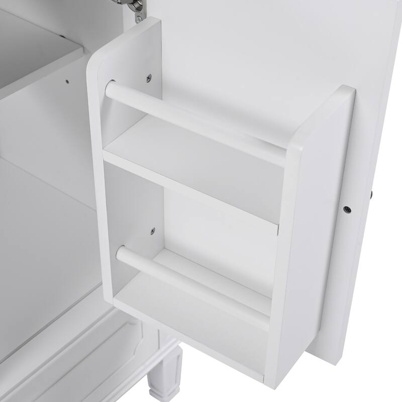 Bathroom Vanity with Ceramic Sink, Bathroom Cabinet with Door Shelf and Soft-Closing Doors, Vanity Set with Adjustable Shelf