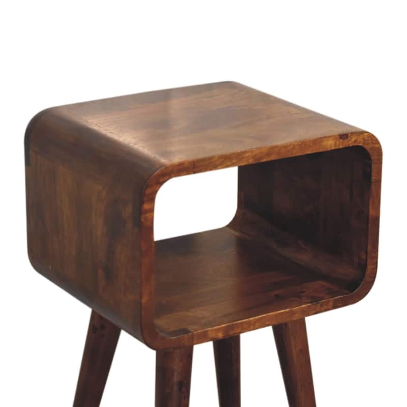 Artisan Furniture Solid Wood Mini Chestnut Curved Open Nightstand