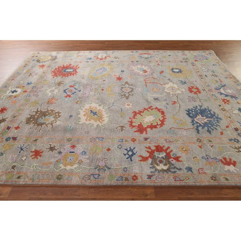 Floral Oushak Area Rug Handmade Wool Carpet - 8'0" x 9'10"