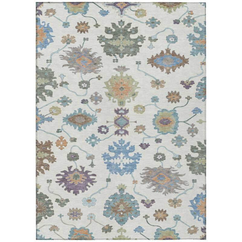 Machine Washable Indoor/ Outdoor Traditonal Delhi Chantille Rug