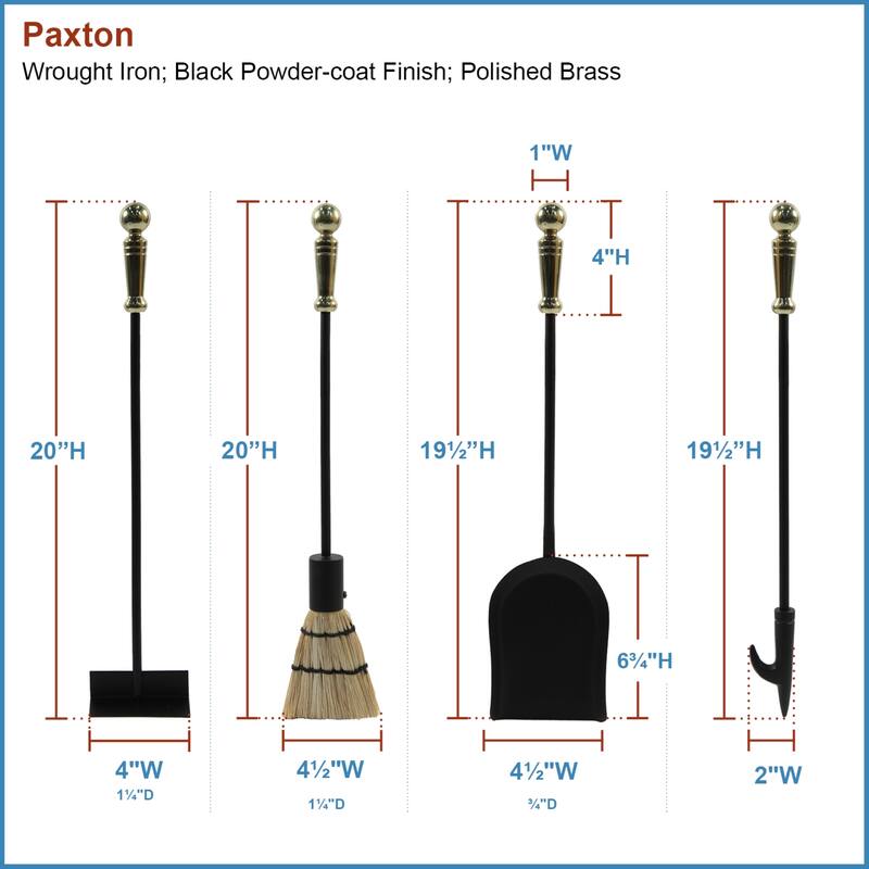 Achla Designs Paxton Set of 5 Mini Fireplace Tools, 22 Inch Tall