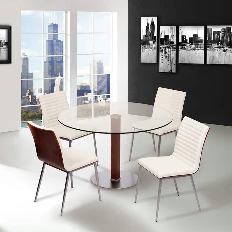 Armen Living Cafe Wood and Faux Leather Upholstered Dining Chairs - Set of 2/4/6