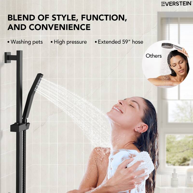 Dual-Function Wall Mounted Waterfall & Rainfall Shower Faucet Set With Rough-In Valve - 22"*10"