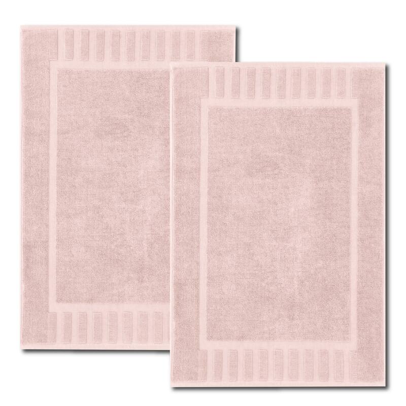 White Classic Luxury Cotton Bath Mat 22x34 Set of 2 - Pink