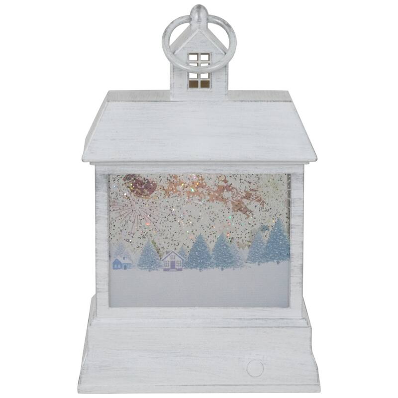 LED Lighted Santa's Sleigh Christmas Lantern Snow Globe - 10"