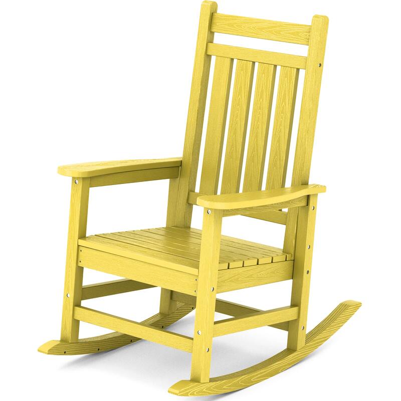 HDPE Outdoor Patio Rocking Plastic Adirondack Chair - Lemon Yellow