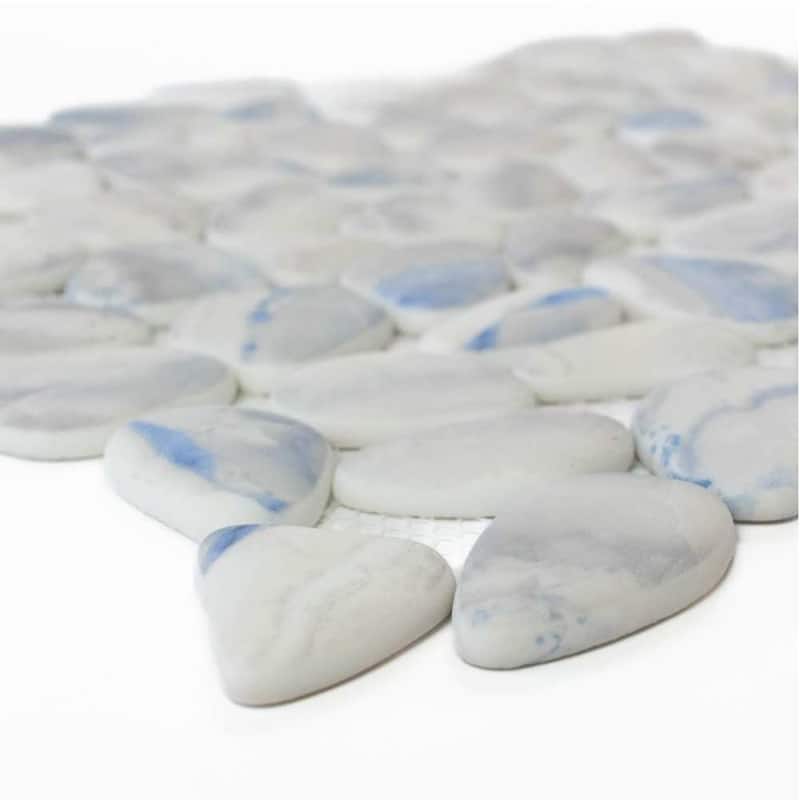 The Tile Life Huron Rock 12x12 Blue Glass Pebble Floor & Wall Tile