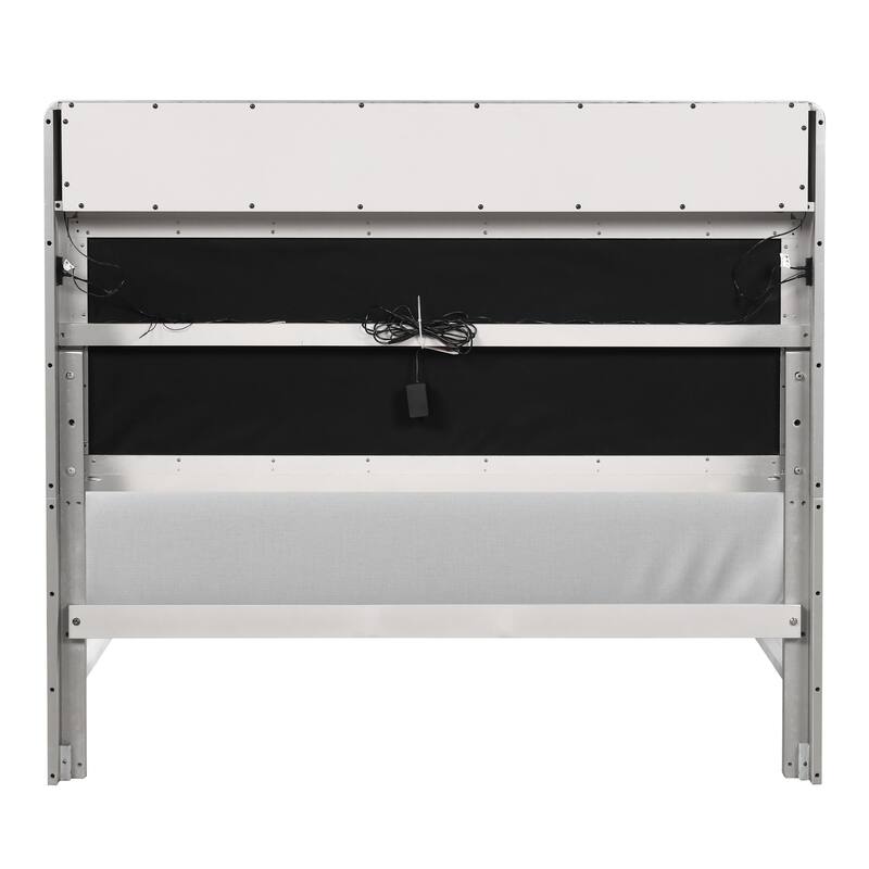 Furniture of America Milandra Modern 3-Piece Champagne Solid Wood Panel Bedroom Set with LED Light