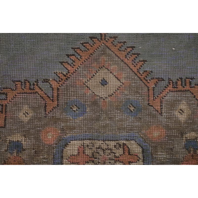 Over-Dyed Tabriz Persian Vintage Rug Hand-Knotted Blue Wool Carpet - 9'4"x 12'10"