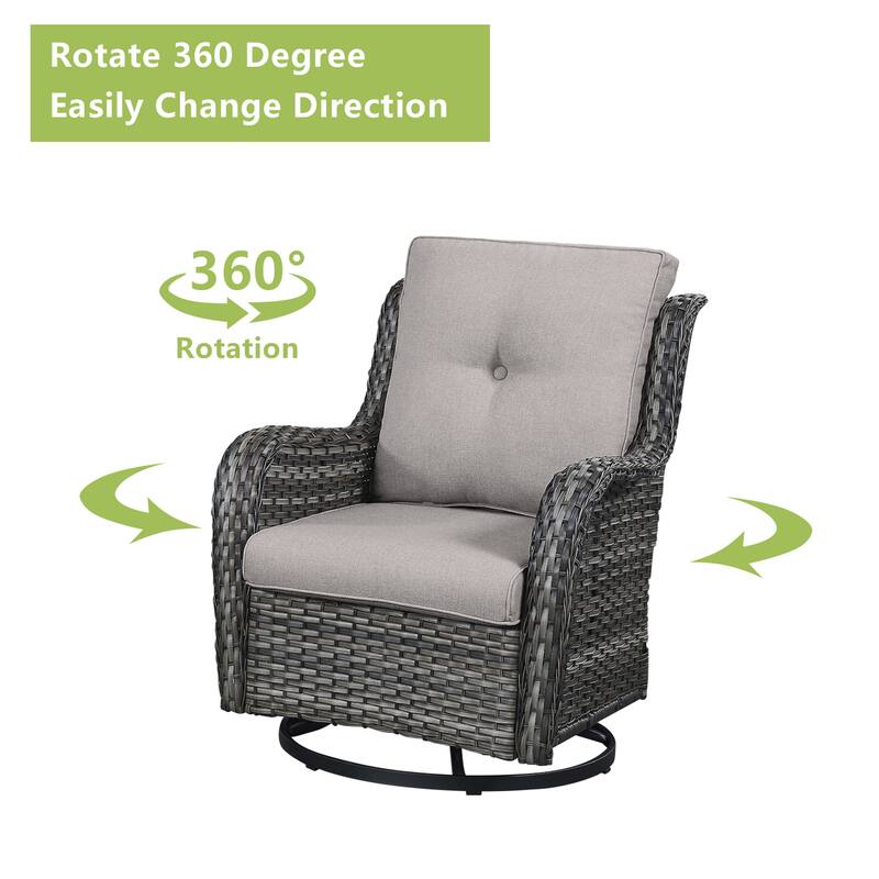 Pocassy 5-Piece Outdoor Furniture Set, Swivel chairs with Ottomans