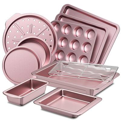 Bakeware Sets, Baking Pans Set, Nonstick Oven Pan for Kitchen with Wider Grips, 10-Pieces Including Rack,Cookie Sheet, Cake Pans