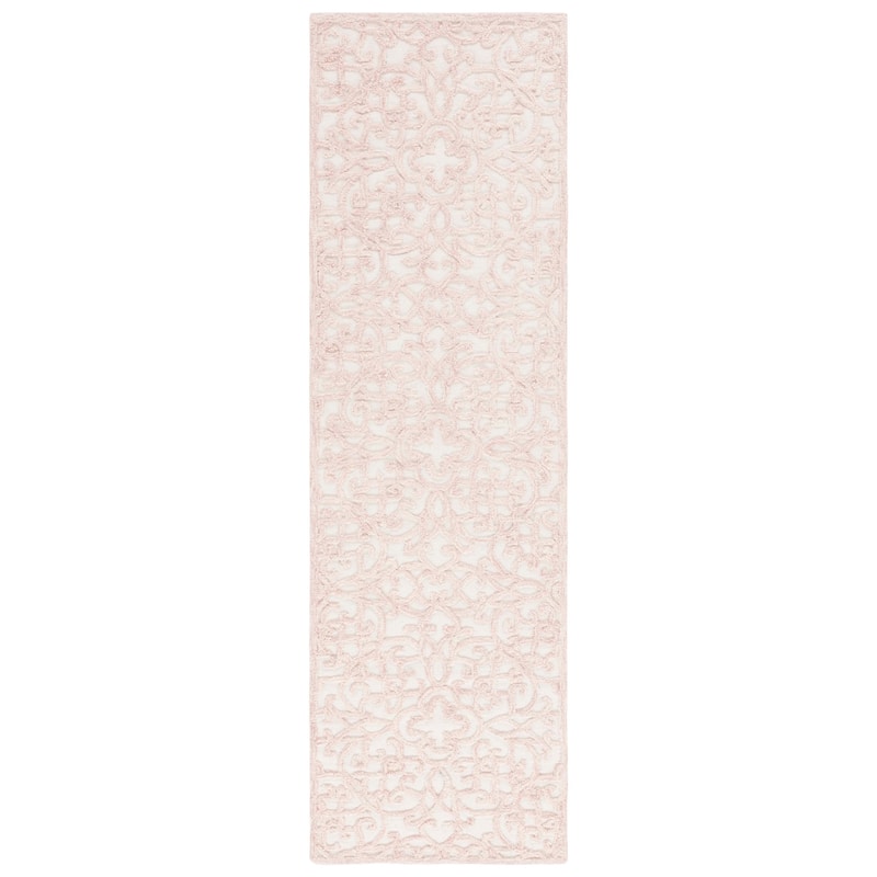 Martha Stewart by SAFAVIEH Handmade Siegharda Wool Rug - 2'3" x 8' Runner - Ivory/Pink