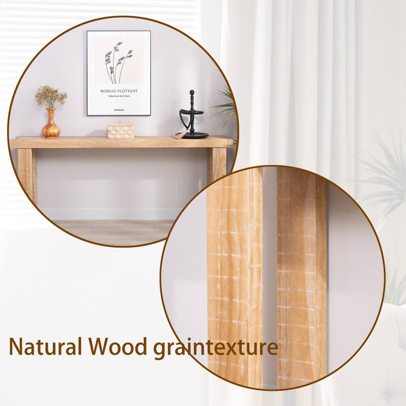 77" Rustic Natural Wood Console Table with Modern Farmhouse Design