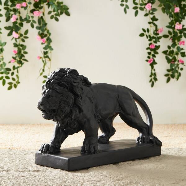 Glitzhome Löwen-Statue Aus Magnesiumoxid – Wächter-Löwe Bronze Für Garten, Terrasse & Eingangsbereich
