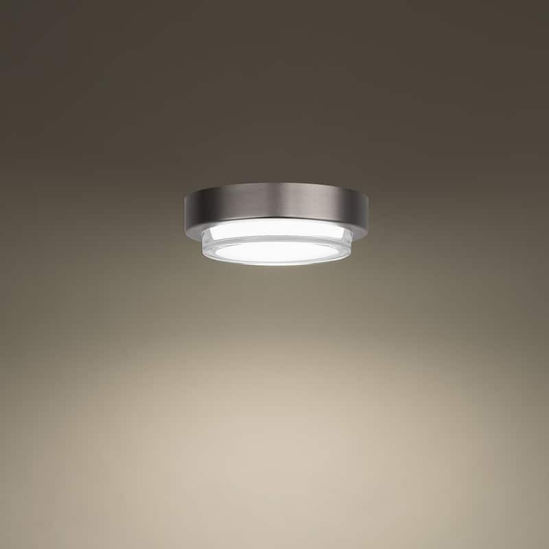 Kind 8in LED Round Indoor Flush Mount 3-CCT 2700K-3000K-3500K Set to 2700K in Brushed Nickel
