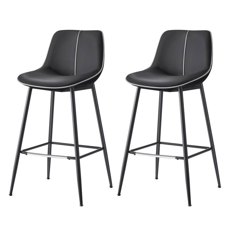 Contemporary Set of 2 Bar Stools - Stylish Seating Solution for Home - Ink Black - Bar Height