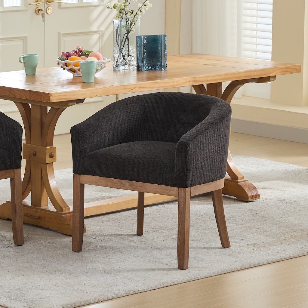 Black Barrel Dining Chair Side Chair Lounge Chair Dressing Chair Kitchen Chair Reception Chair with Wood Legs