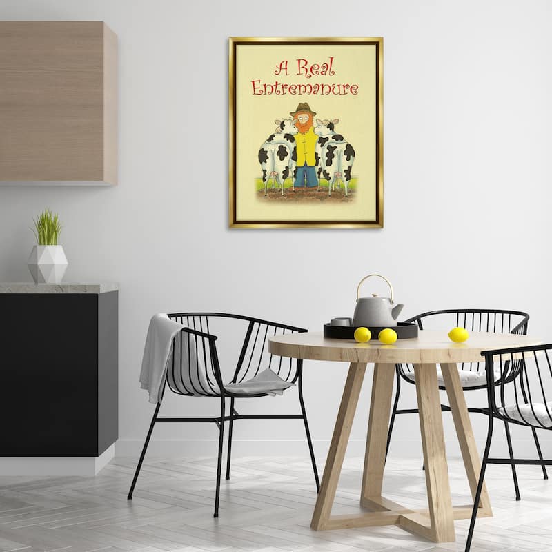 Stupell Vintage A Real Entremanure Framed Floater Canvas Wall Art Design By Roger Straub