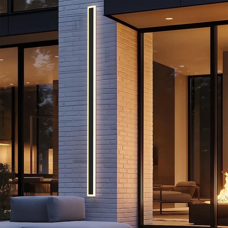 YANSUN Outdoor LED Wall Light, Rectangular Shape, 3000K Warm Light, Satin Black Finish for Elegant Exterior Lighting