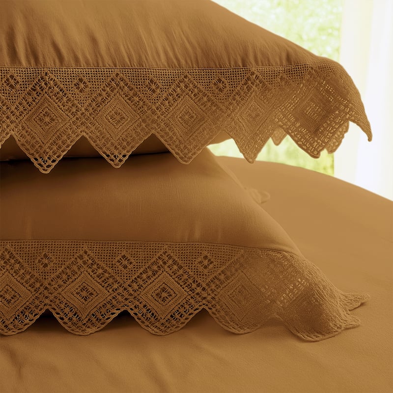 Elsie Lace Gold 6 Piece Comforter Set