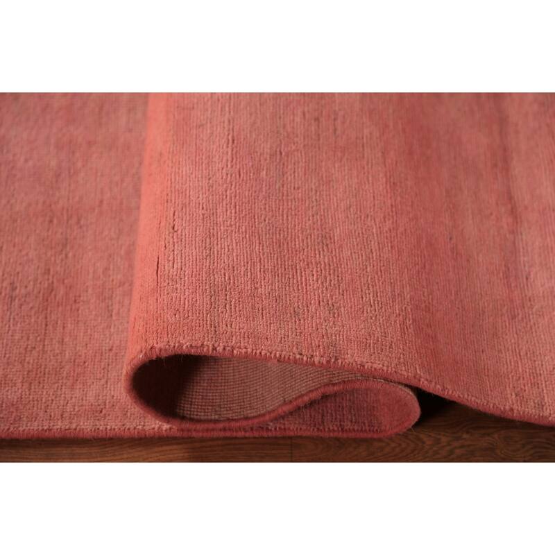 Light Pink Modern Gabbeh Runner Rug Hand-Knotted Wool Carpet - 2'10" x 9'8"