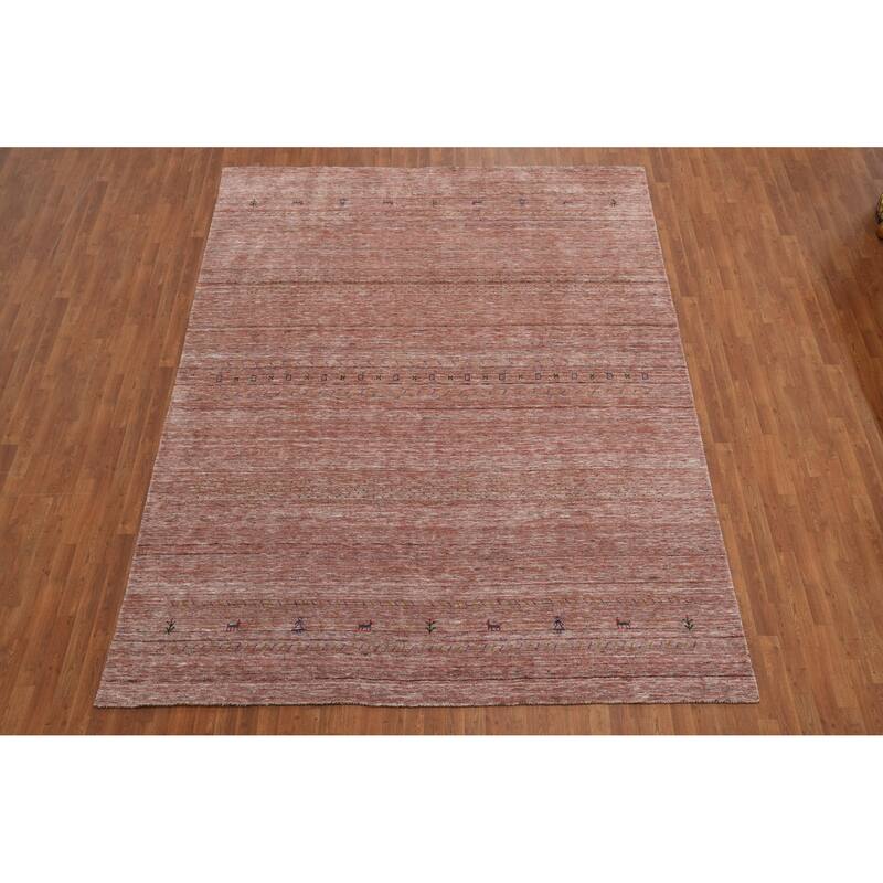 Hand Knotted Oriental 100% Wool Carpet Tribal Animal Pictorial Oranges & Rust Gabbeh Area Rug - 11' 3'' X 8' 9''