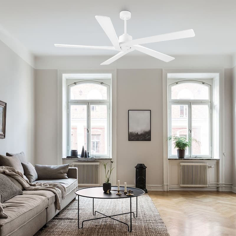 WINGBO 64 Inch DC Motor Indoor Ceiling Fan without Lights - N/A - White