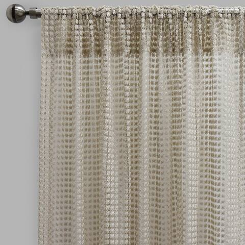 Rodeo Home Clover Exclusive Floral Sheer/Net with Metallic Thread Curtains (Set of 2) - 54" x 96" - 54" x 96"