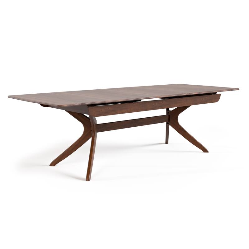 Furniture of America Abigail IV Mid-Century Modern 7-Piece Rich Walnut Solid Wood 102-inch Extendable Dining Set