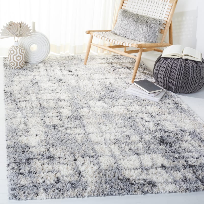 SAFAVIEH Berber Shag Noori Modern 1.2-inch Thick Rug - 8' x 10' - Grey/Ivory
