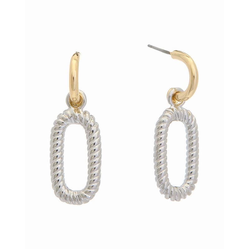 Juvell Two Tone Gold Plated Brass Dangling Link Earrings - N/A