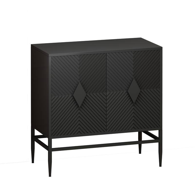 31.50" Modern 2 Door Wooden Storage Cabinet with Metal Leg