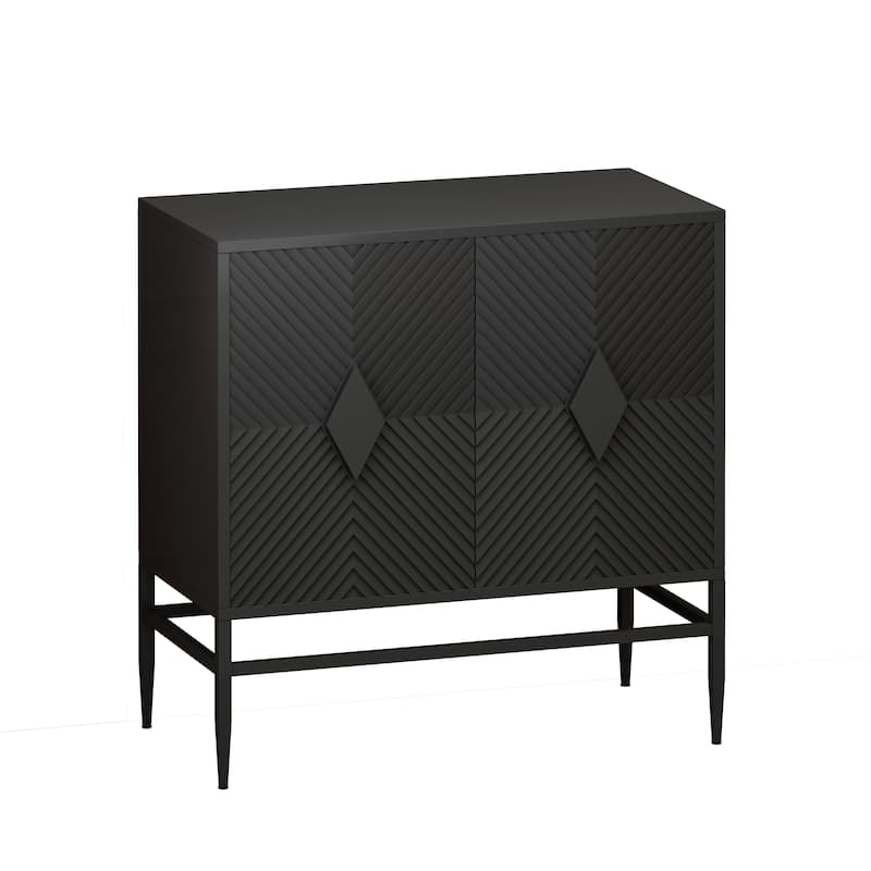 Small Buffet Sideboard, 31.50" Modern 2 Door Wood Storage Cabinet with Adjustable Shelves, Accent Cabinet with Metal Legs