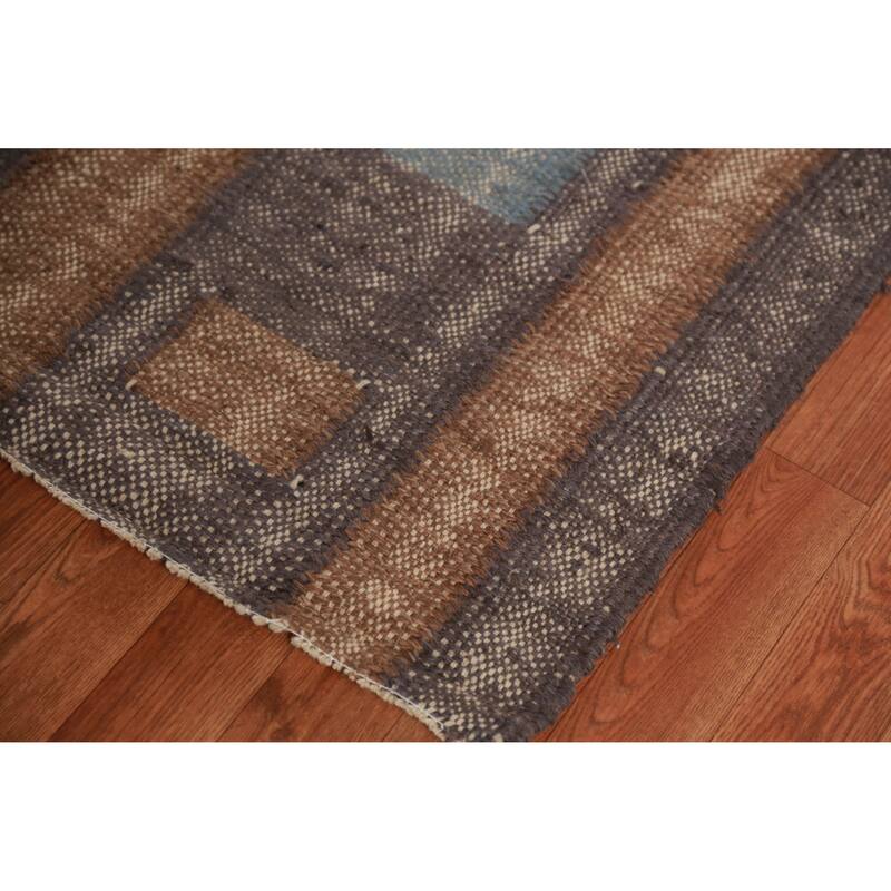 Hand Woven Oriental 100% Jute Carpet Southwestern Modern Greys & Charcoal Kilim Area Rug - 14' 0'' X 10' 7''
