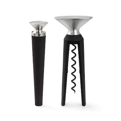 Rosendahl Grand Cru Bottle Opener And Corkscrew, Black/Steel - 8"