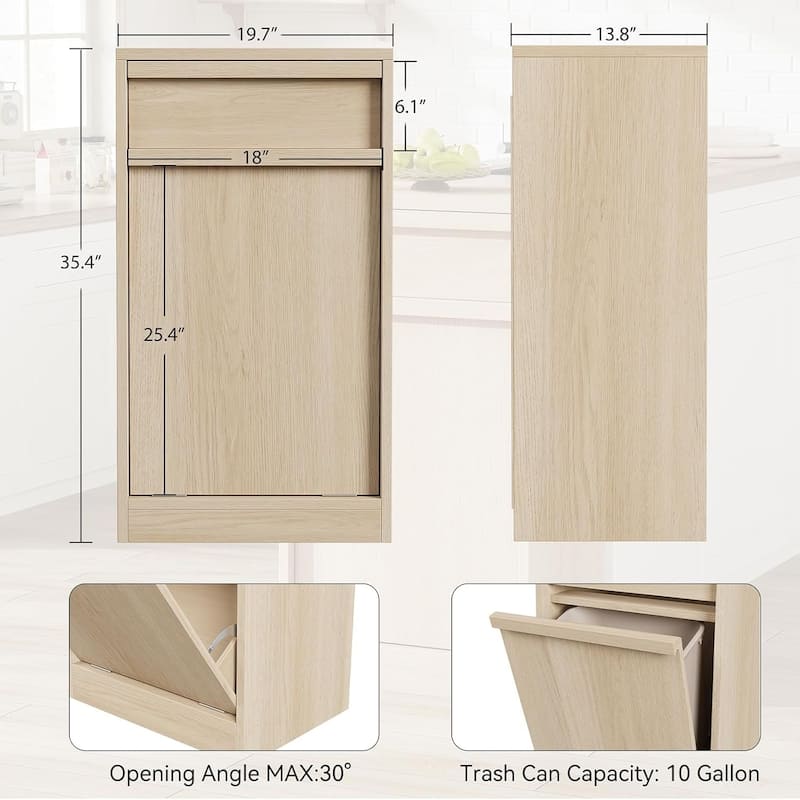 Double Tilt Out Trash Cabinet, with 20 Gallon Storage, Cabinet Laundry Hamper for Kitchen Dining Living Room