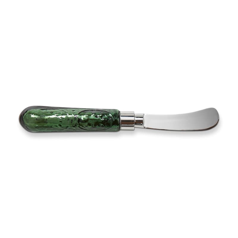 Glass Handle Green Spreader Knife Set - Stainless Steel Cheese Cutlery for Everyday Serving Accessories
