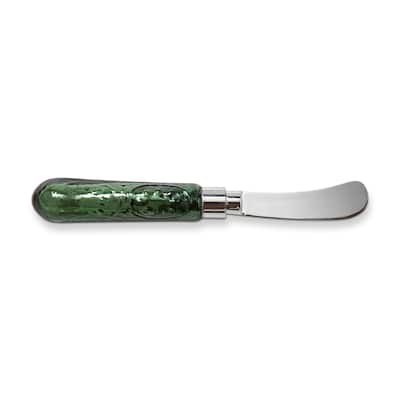 Glass Handle Green Spreader Knife Set - Stainless Steel Cheese Cutlery for Everyday Serving Accessories