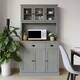 VEIKOUS Kitchen Pantry Cabinet Storage Hutch with Microwave Stand and Shelves - Grey