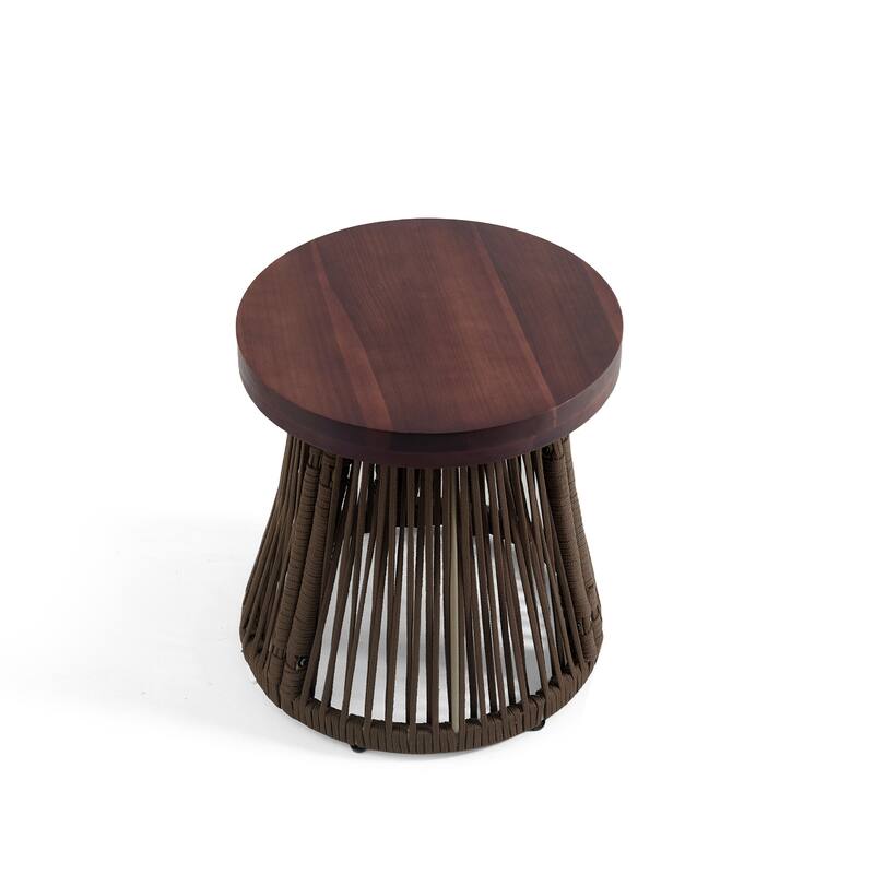 3 Piece Patio Woven Rope Swivel Chair Seating Group with Cushions