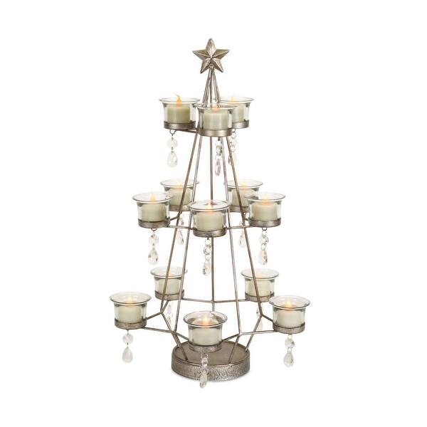 Shop Black Friday Deals On 21 5 Silver Framed Decorative Christmas Tree Votive Candle Holder Overstock 23106372