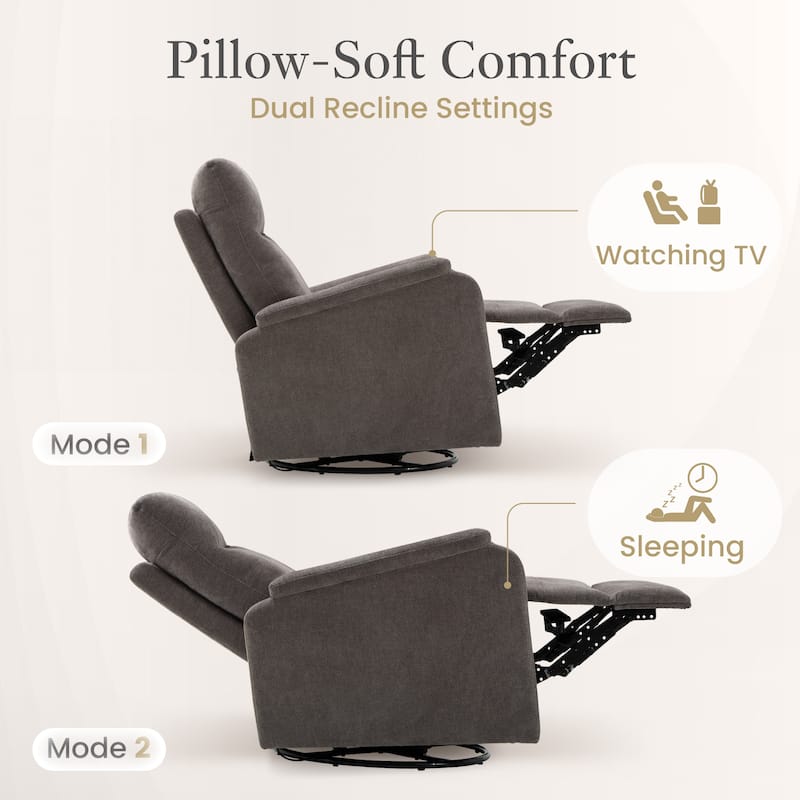 Fabric Recliner Sofa Chair Swivel Rocking Footrest-Single Seat for Living Room