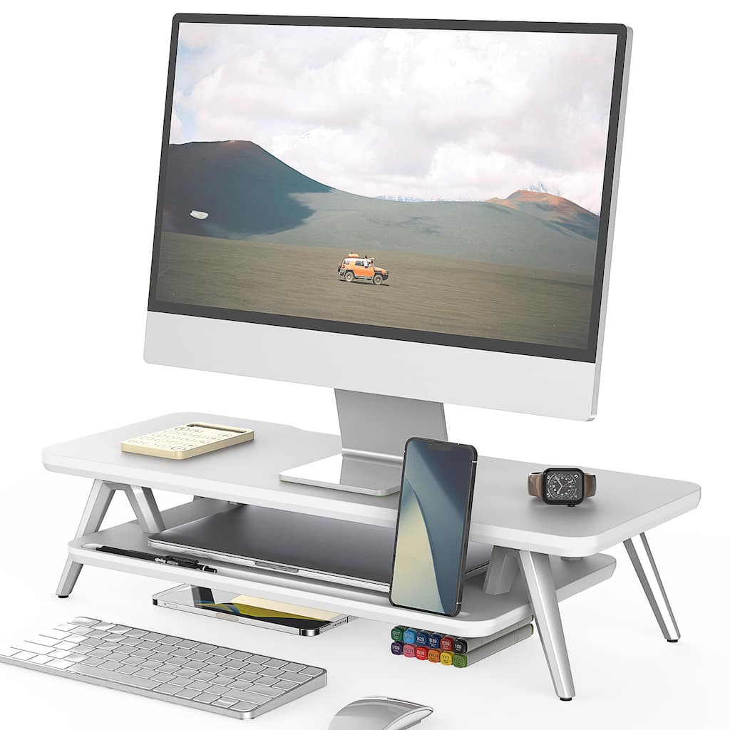 Fenge Monitor Stand, 23.6 Inch 2 Tiers Monitor Stands Riser